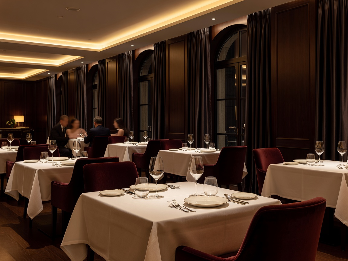 Elegant fine dining restaurant setting with ambient lighting