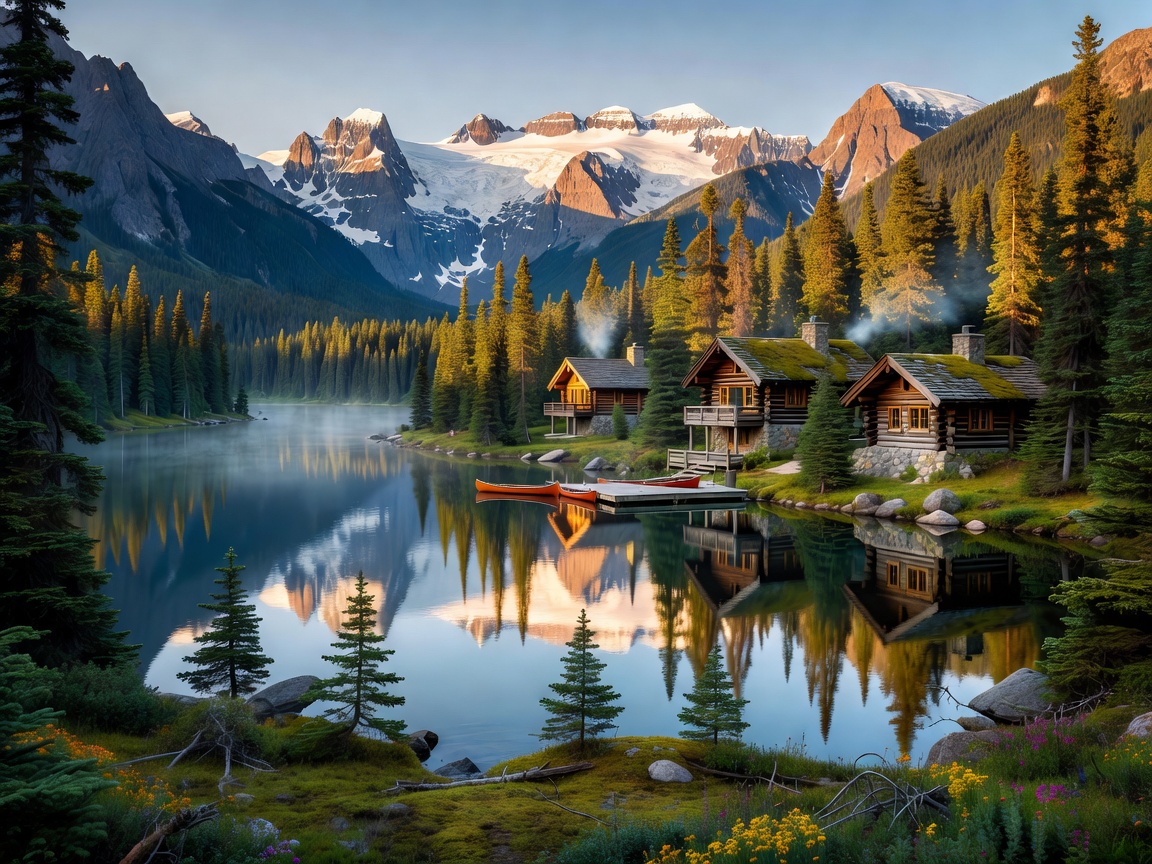 Serene mountain resort landscape showcasing Canadian wilderness