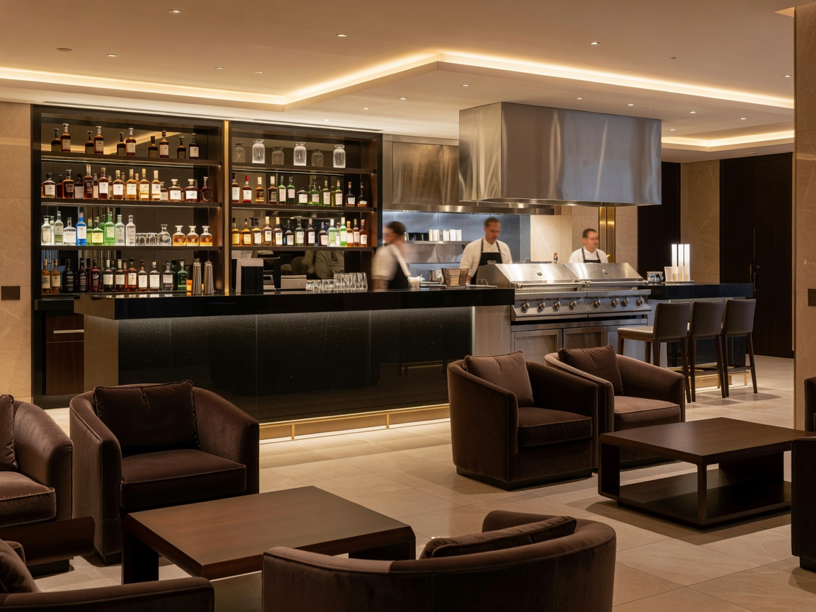 Upscale grill and bar area within a hotel